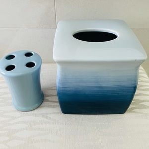 Bathroom Tissue & Toothbrush Holder Blue